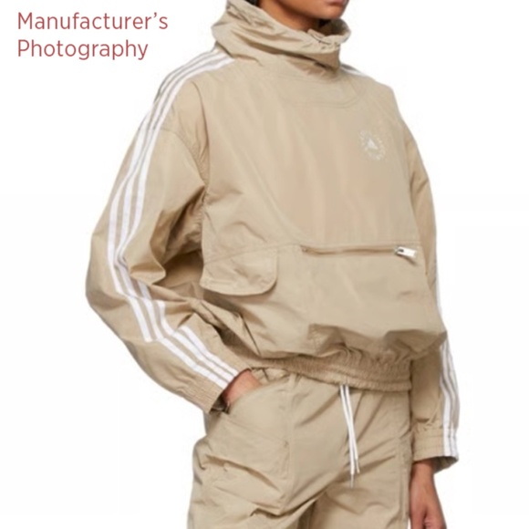 Adidas Stella McCartney Oversize Jayla Jacket Wind Breaker Pockets Beige… - Picture 1 of 16